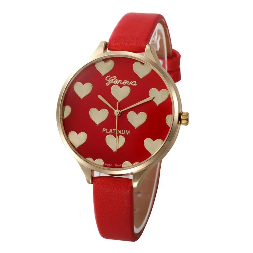 Женские часы горячая мода PU кожаные женские часы на ремешке повседневные кварцевые наручные часы с сердечком Reloj Mujer Relogio Feminino