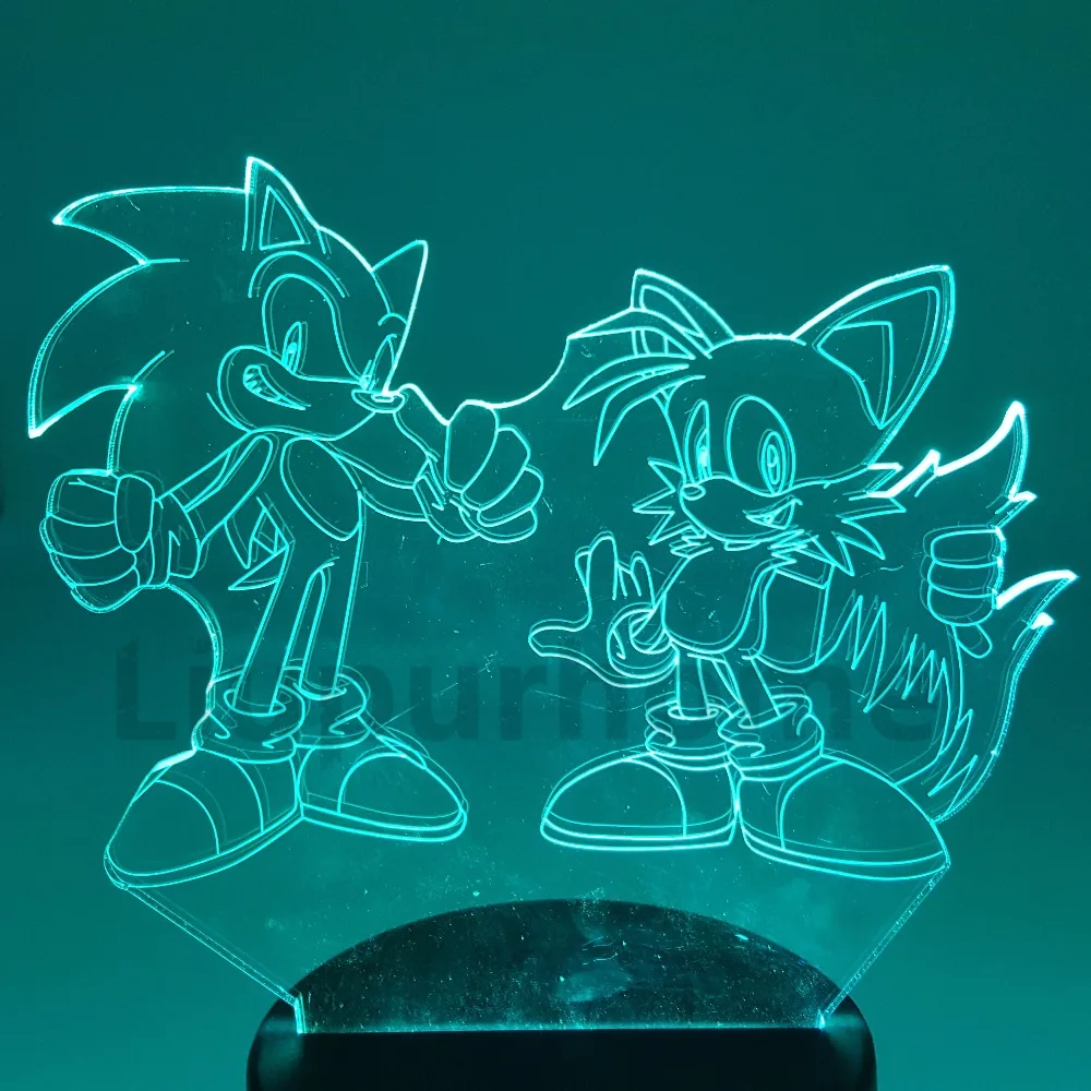 Ночной светильник Sonic The Hedgehog 3D иллюзия настольная лампа ежик Miles Prower изменяющий