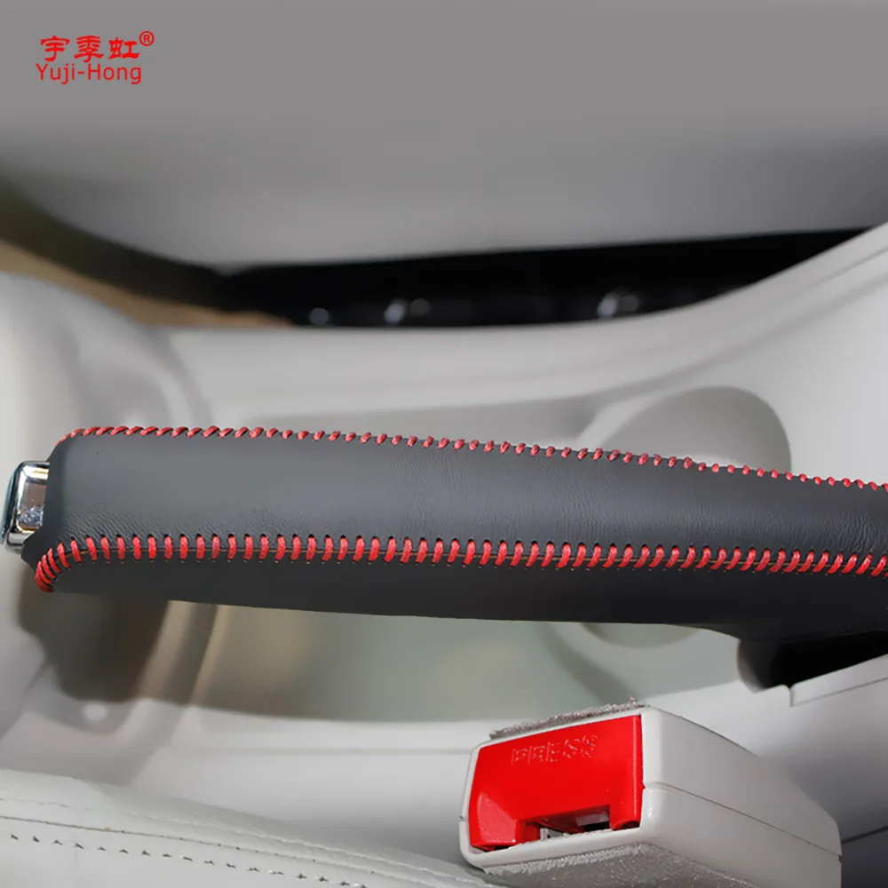 Yuji-Hong Car Handbrake Covers Case for Citroen C4 C-Quatre 2011 Auto Handbrake Grips Genuine Leather Cover
