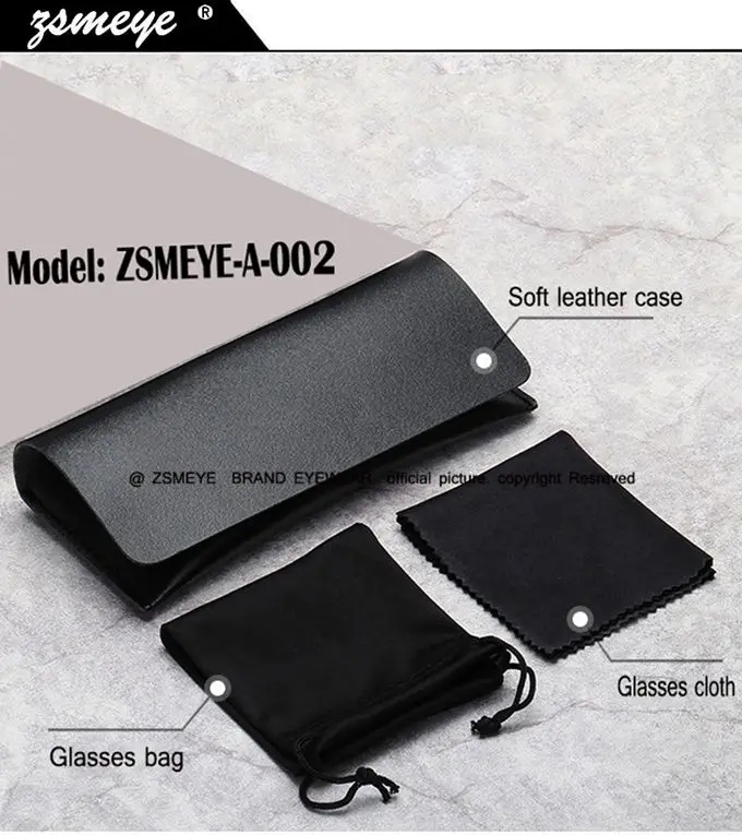 Бренд ZSMEYE, мягкий кожаный чехол для очков, для солнцезащитных очков, жесткие чехлы для женщин и мужчин, коробка для очков, солнцезащитные очки с сумкой, чистая ткань - Цвет: ZSMEYE-A-002