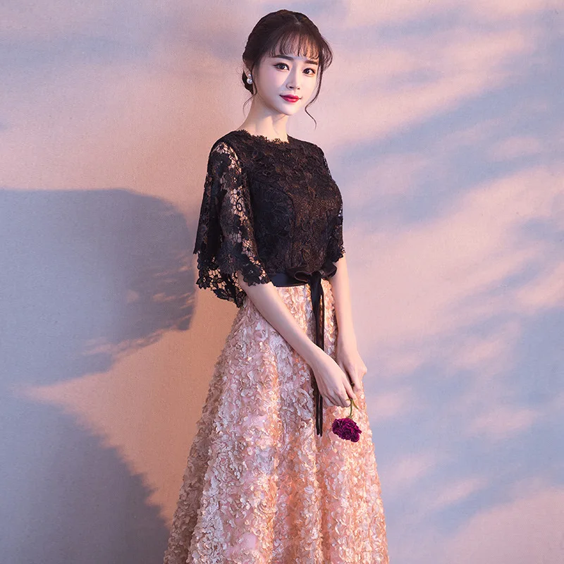 Китайские Восточные платья, элегантное, цвета хаки, черное, кружевное вечернее платье, простое, длина до пола, для выпускного, для невесты, длинное, Cheongsam, вечерние, официальное платье