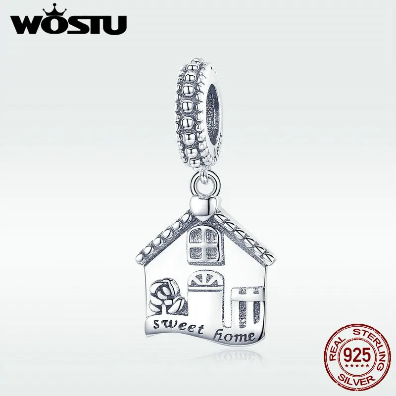 WOSTU Горячая продажа 925 стерлингового серебра сладкий дом Famliy Висячие Подвески