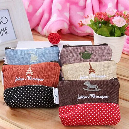 Coin Purses Women Purse for Coins Children's Wallet Kids Wallets Retro Cotton Handbag Pouch Wallet Money Bag Case ZipperCarteira