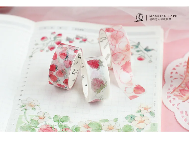 4 рулона один набор Kawaii милые клубника скрапбукинг Washi Маскировочная Липкая лента декоративный стикер ленты канцелярских принадлежностей