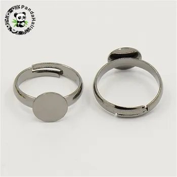 

100pcs 14mm 17mm Adjustable Brass Blanks Ring Base Glue On Cabochon Findings for Jewelry Making