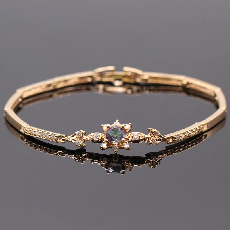 Роскошная золотая, Радужная, ААА циркониевая браслеты для женщин романтический подарок