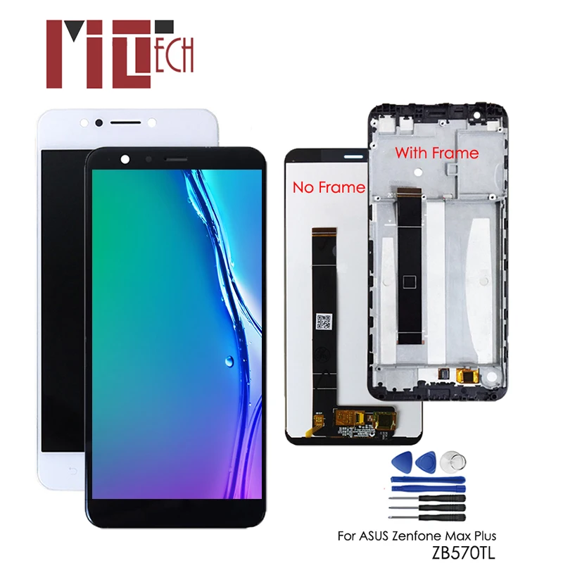 

LCD Display For ASUS Zenfone Max Plus M1 ZB570TL X018DC Touch Screen Digitizer Assembly Replacement With Frame 5.7" Black White