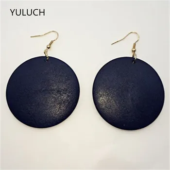 

personality New design Big handmade Natural african Blue wood earrings jewelry