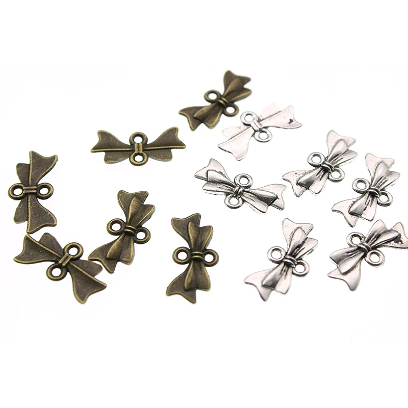 

50pcs/lot 21x10mm Metal Bowknot Charms Connectors Clasps Jewelry Findings for DIY Bracelet Earring Jewelry Making Z1081