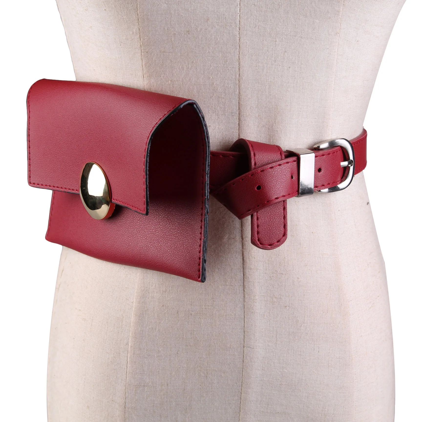 Young Lady Belt Bag Fashion Pu Leather Women Waist Packs New Designer