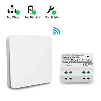

10A AC 100-250V Kinetic Wireless Light Switch Kit Powered Switch 100-656ft Remote Control House Lighting 2500W