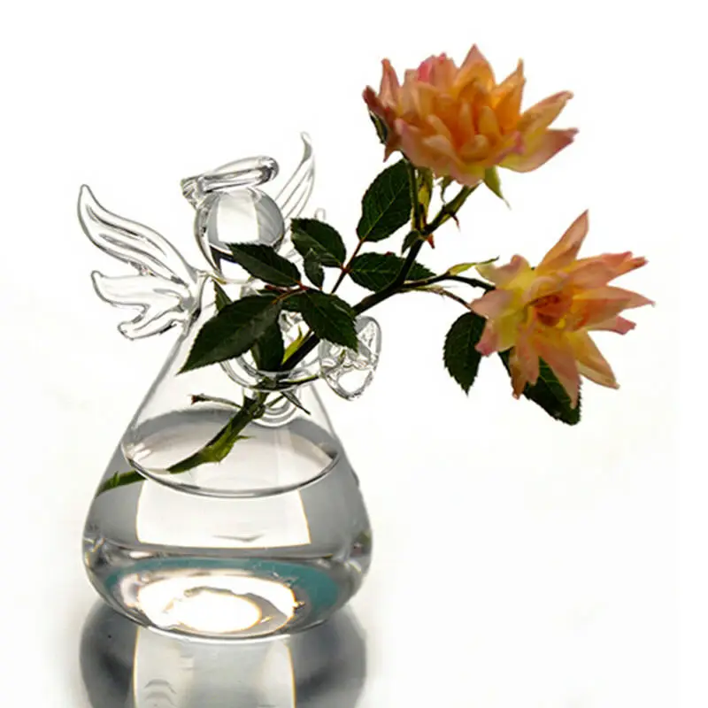 

Clear Angel Shape Glass Hanging Vase Terrarium Hydroponic Pot Flower Home Decor Glass Terrarium Hydroponic Pot Angel Shaped Vase