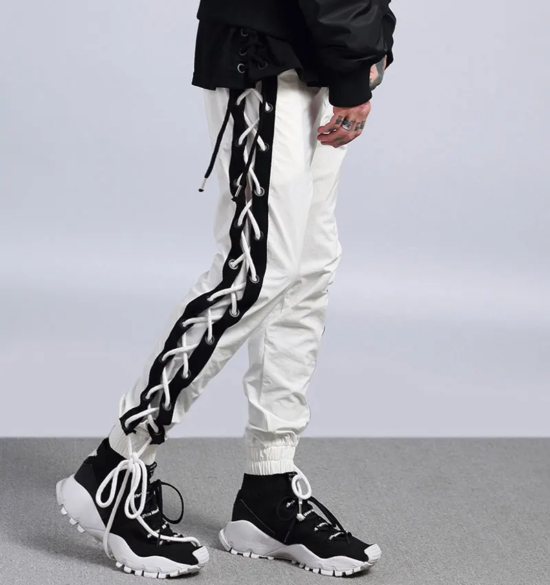 Side Cross Lace Up Joggers Pants 2