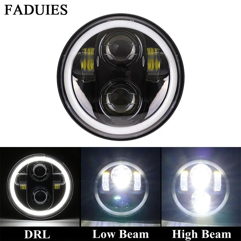 FADUIES 5.75 Motorcycle headlight Led Headlights Fit 5.75&quot H4 Headlamp With Angel Eye For Harley Bike Sportsters XL XG XR VRSCD |