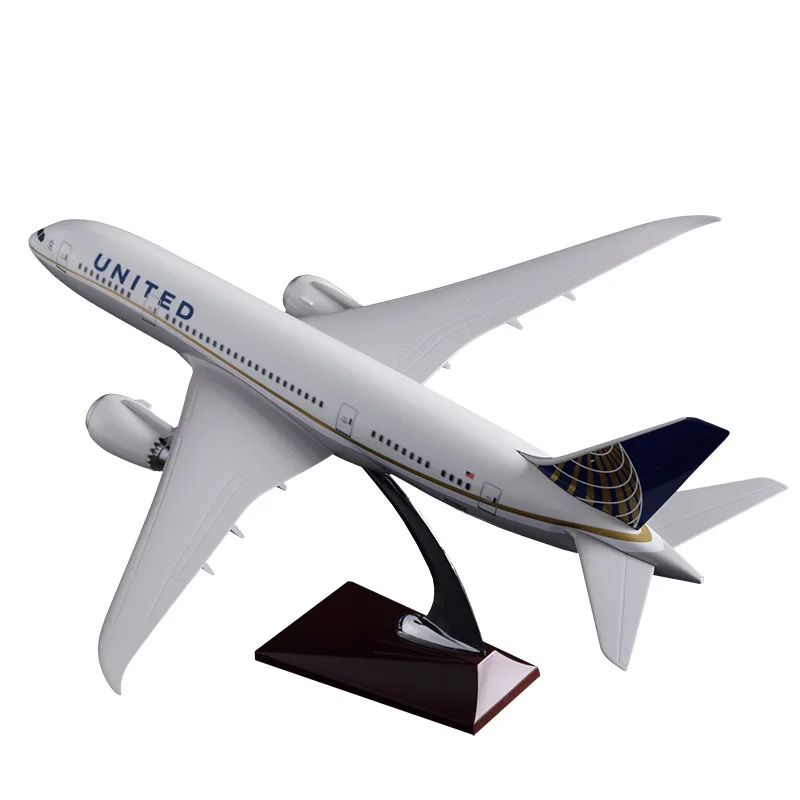Модель самолета из смолы 43 см модель авиакомпании B787 United Airlines Боинга 787 США ручной
