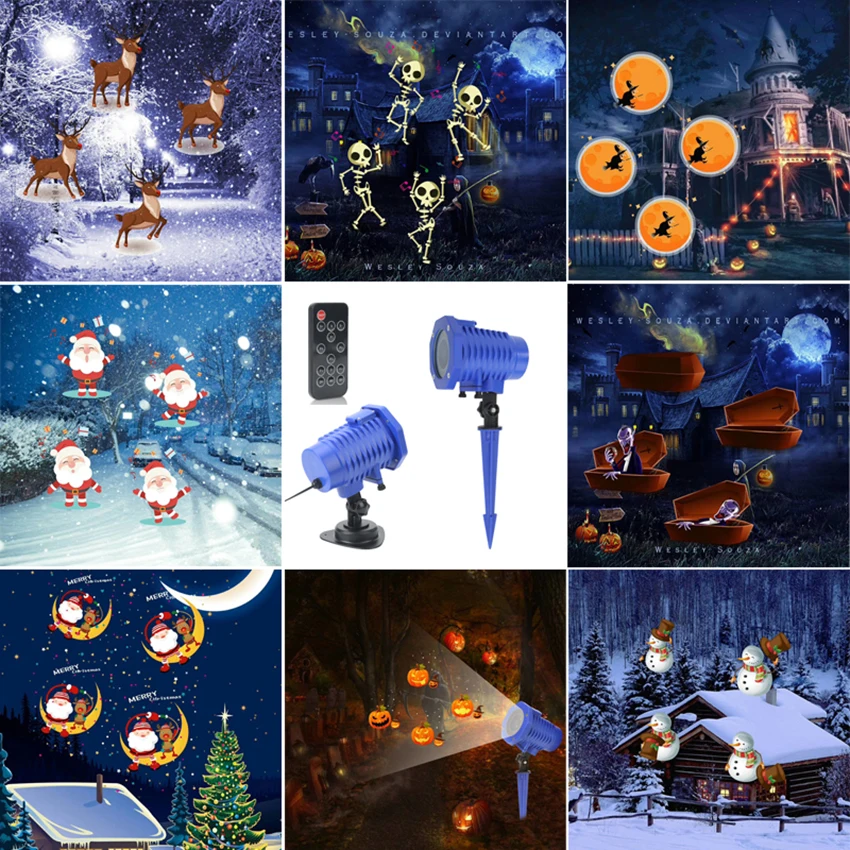 

Waterproof Moving Christmas Halloween Laser Projector light 8 Pattern Projector Stage Light New year Party Landscape Garden Lamp