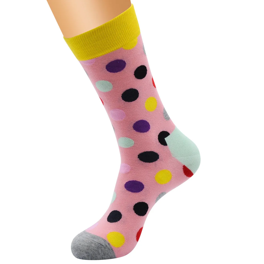PEONFLY Новое поступление счастливые мужские носки красочные Dot дизайн чесаные хлопковые носки повседневные носки забавный подарок счастье - Цвет: 24 Pink