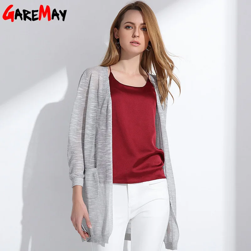 GAREMAY летний длинный кардиган женские вязаные блузы Y Camisas Mujer свободные кимоно