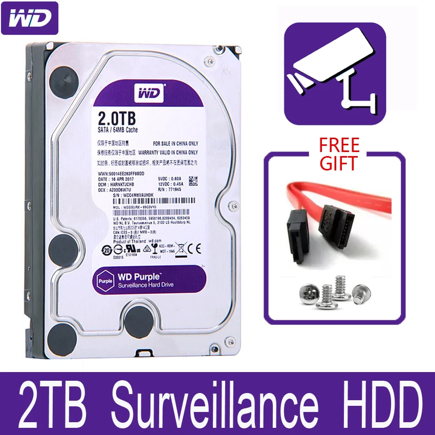 Жесткий диск WD Purple 2 Тб|hard drive disk|internal hard drivehard |
