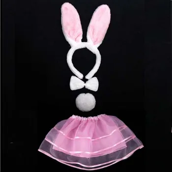 

Halloween Birthday Party Bunny Ears Bow tie Tail Dress Set for Children Kids Party Favor