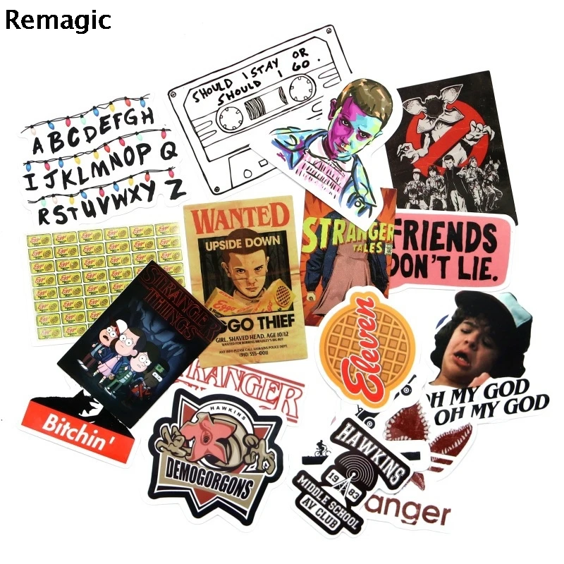 

19pcs stranger things Stickers pack fans anime vintage paster cosplay funny scrapbooking diy sticker phone laptop waterproof