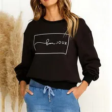 Для женщин свитер Запуск Спортивная футболка Для женщин с длинным рукавом Повседневное Письмо печати пуловер Толстовка Свободная блузка#2O22# F