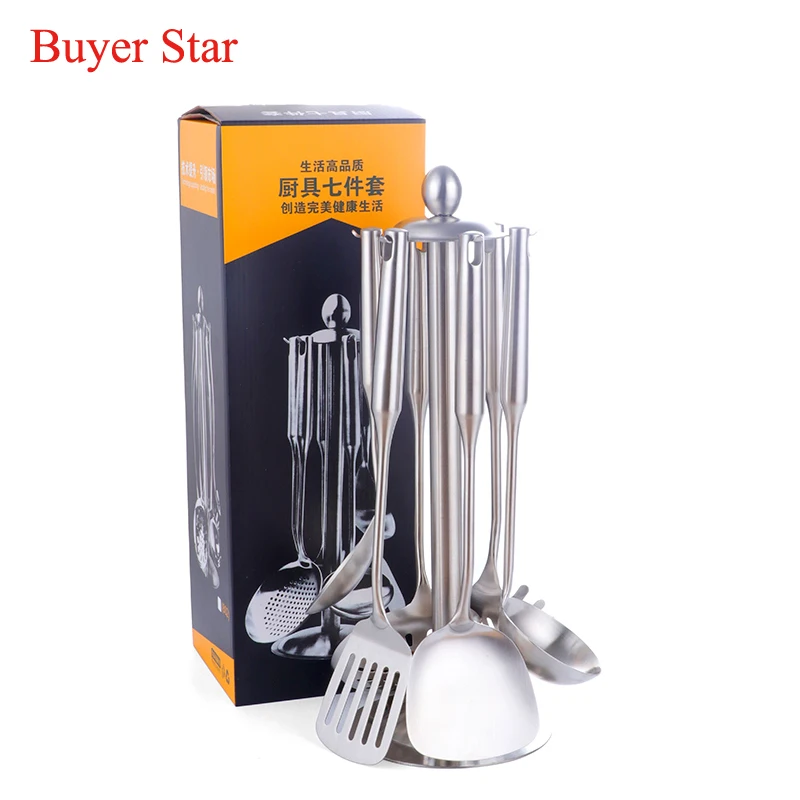7 Pcs/Set Stainless Steel Cooking Tool Matt Polish Long Handle Soup Ladle Skimmer Golden Kitchen Accessories 7 Pcs/Set Stainless Steel Cooking Tool Matt Polish Long Handle Soup Ladle Skimmer Golden Kitchen Accessories