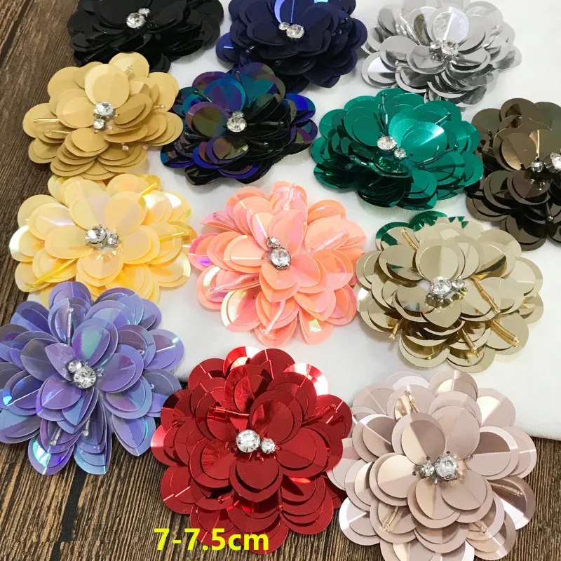 

beaded applique patches fashion sequins embroidery fabric flower patch for Clothing parches Rhinestones brooch