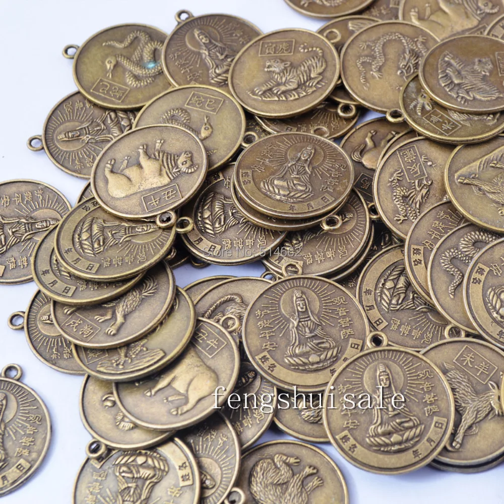

ONE PIECE Ox Chinese Zodiac Charm Pendant Coin Lucky Feng Shui+five Element Chain Y1091
