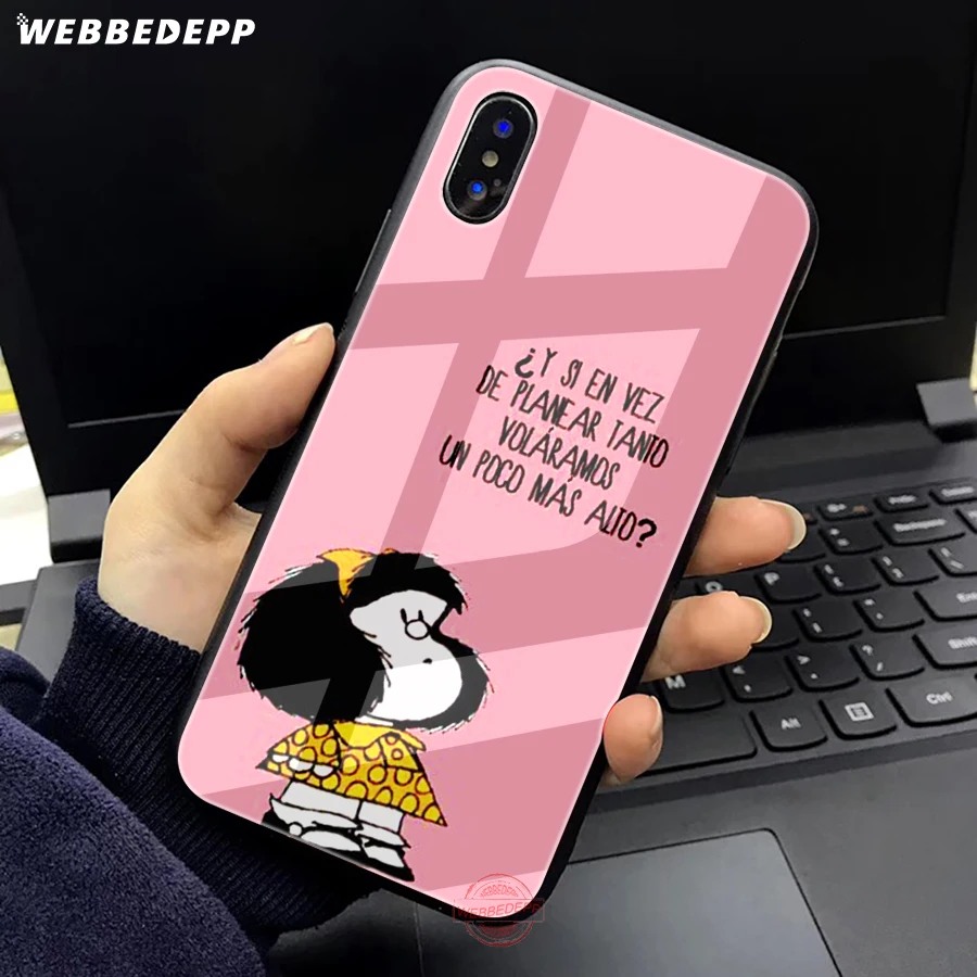 Чехол для телефона WEBBEDEPP Mafalda из закаленного стекла для Apple iPhone XS Max XR X 8 7 6 S Plus 5s SE