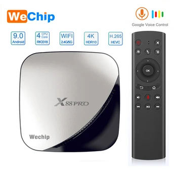 

Wechip X88 pro Android 9.0 TV Box 4G 64G Rockchip RK3318 4 Core 2.4G&5G Wifi 4K HDR Set Top Box USB 3.0 Support 3D Movie Ott Box