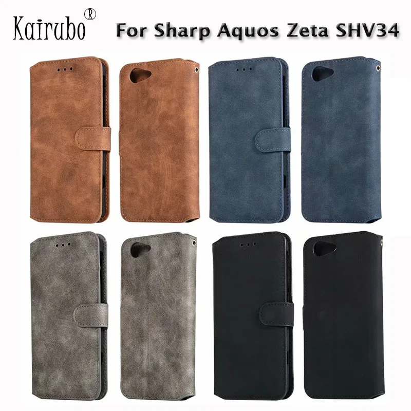 

1PC For Sharp Aquos Zeta SHV34 Retro Leather Case Book Style Wallet Bag With Card Slots Anti-knock Flip Coque Cover Fundas