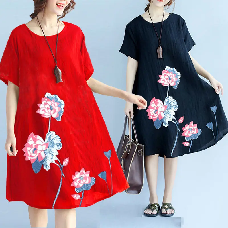 

cotton Linen print women dresses women summer dresses short sleeve clothing o-neck dresses maternity dresses pregnancy clothing