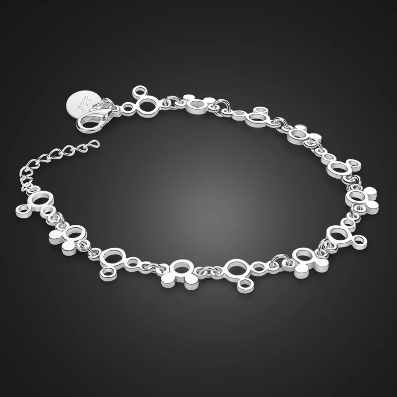 

High quality cute girl mickey bracelet wholesale 100% 925 sterling silver bracelet attractive woman silver jewelry birthday gift