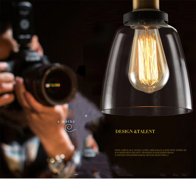 Винтажный подвесной светильник s Американская страна креативная стеклянная Подвесная лампа E27 Edison светильник для столовой кухни домашняя простая лампа