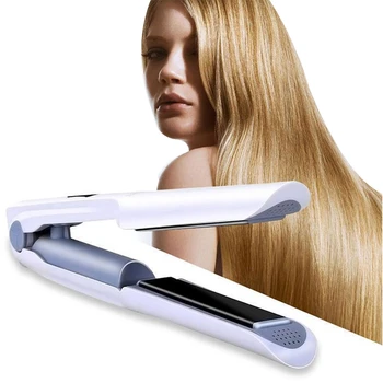 

Usb Charging Curler Hair Straightener Tool Mini Wireless Cordless Flat Iron Curling Iron (Pink)