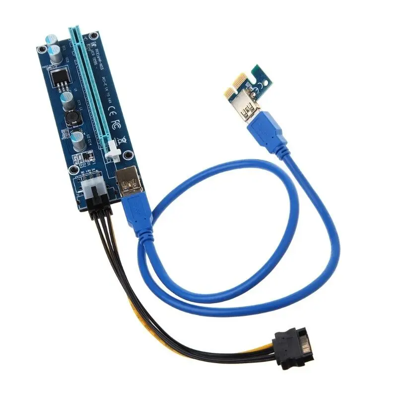 Ver009S Pci Express 6 Pin To Sata 1X 16X Usb 3,0 удлинитель адаптер Led Btc Mining