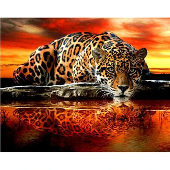 

Full Square/Round Drill 5D DIY Diamond Painting "sunset leopard" 3D Embroidery Cross Stitch Mosaic Rhinestone Gift hh040