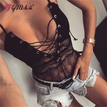 Flymokoii Sexy Women Bodysuit Erotic Teddies Black Bodysuit Deep V Hollow Out Ladies Nightwear Lace Jumpsuit hollow out choker bodysuit