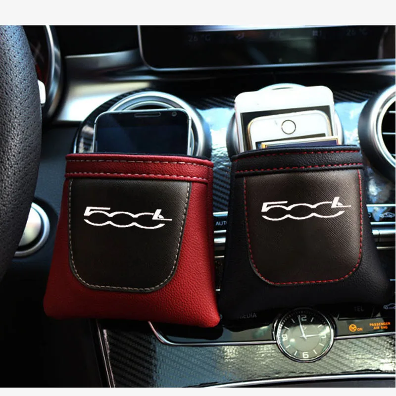 

For Fiat 500L Pu Leather Car Air Vent Stow Tidy Storage car accessories
