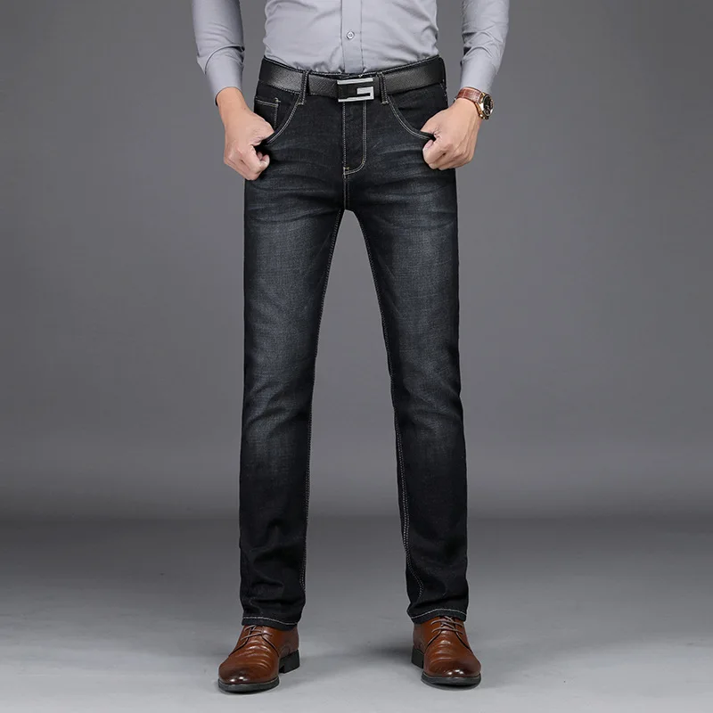 

Men's Straight Slim Business Casual Simple Jeans Plus size Cotton Wash High Quality Men's Elastic Fit Straight Jeans 37 38