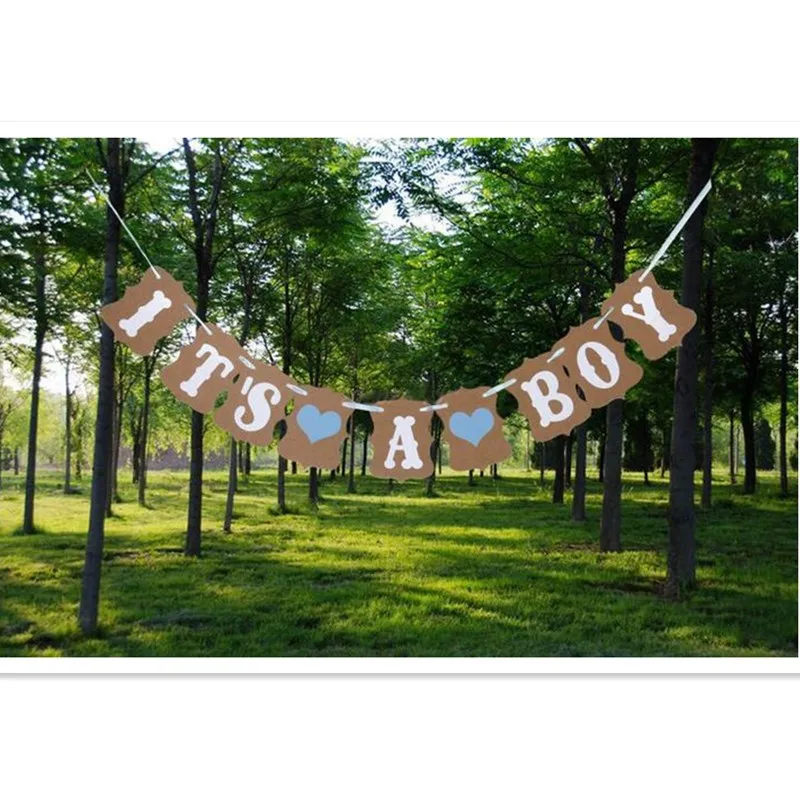 its a boy letters kraft banner garland birthday party decoration