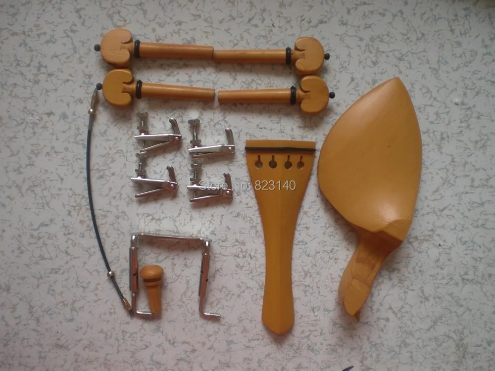 

5 Sets BOXWOOD Violin parts 4/4 with BLACK Fine tuner tail gut and clamp