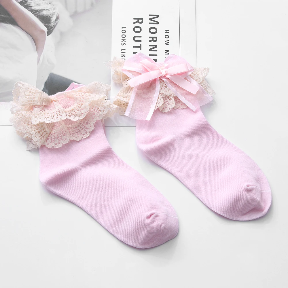 1 пара, милые короткие носки с кружевными оборками для маленьких девочек мягкие хлопковые вечерние короткие носки для маленькой принцессы на осень и зиму