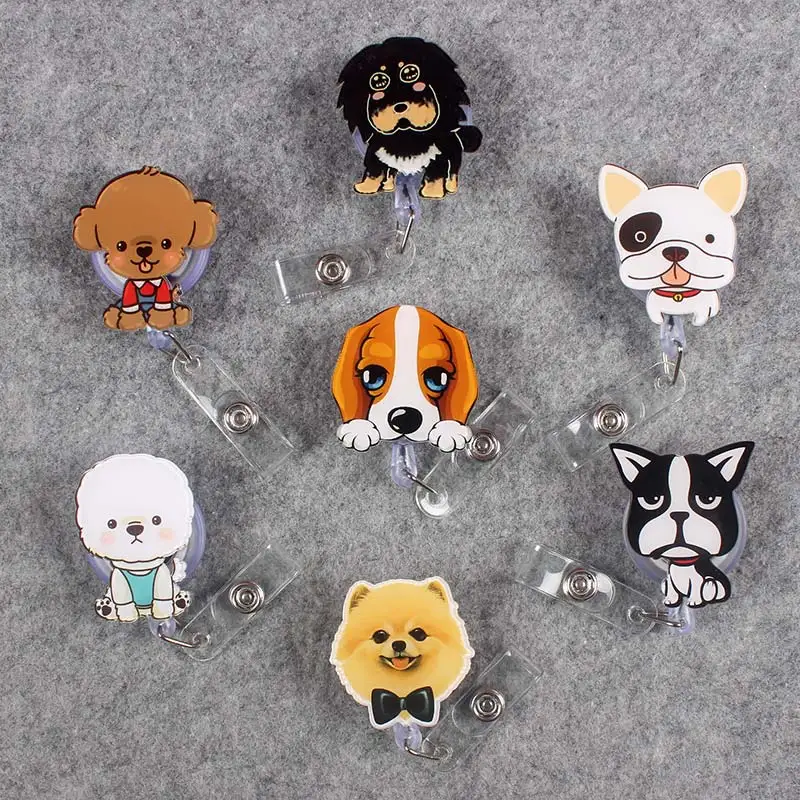 15 Kind Style Cute Funny Dog Retractable Creative Badge Reel Students Nurse Exhibition Enfermera Name Card Chest PVC Card Holder