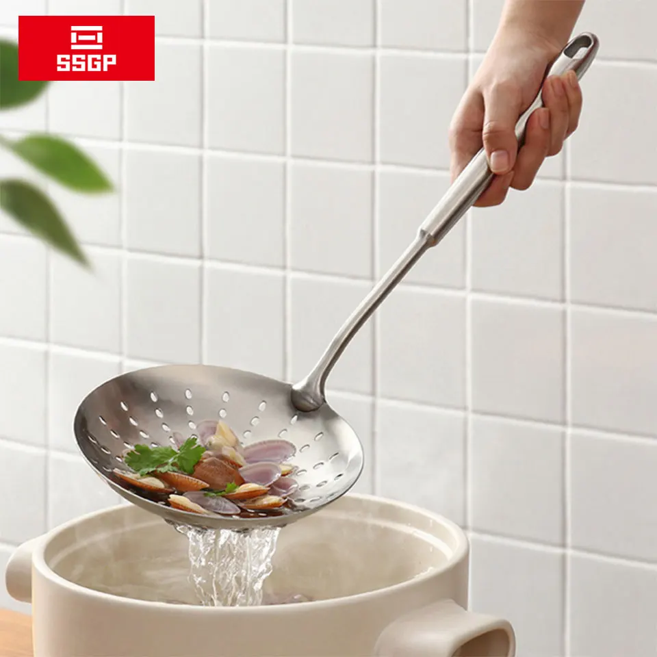 

SSGP 304 Stainless Steel Colanders High Quality Mesh Strainers Cooking Tools Skimmer Large Slotted Spoon Kitchen Utensils