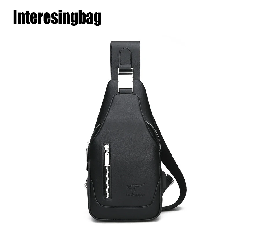

2019 Leisure Messenger Bags,USB Charging Leather Crossbody Bags,Chain Men Theft Chest Waist Summer Shoulder Bags,Pack Sling Bag