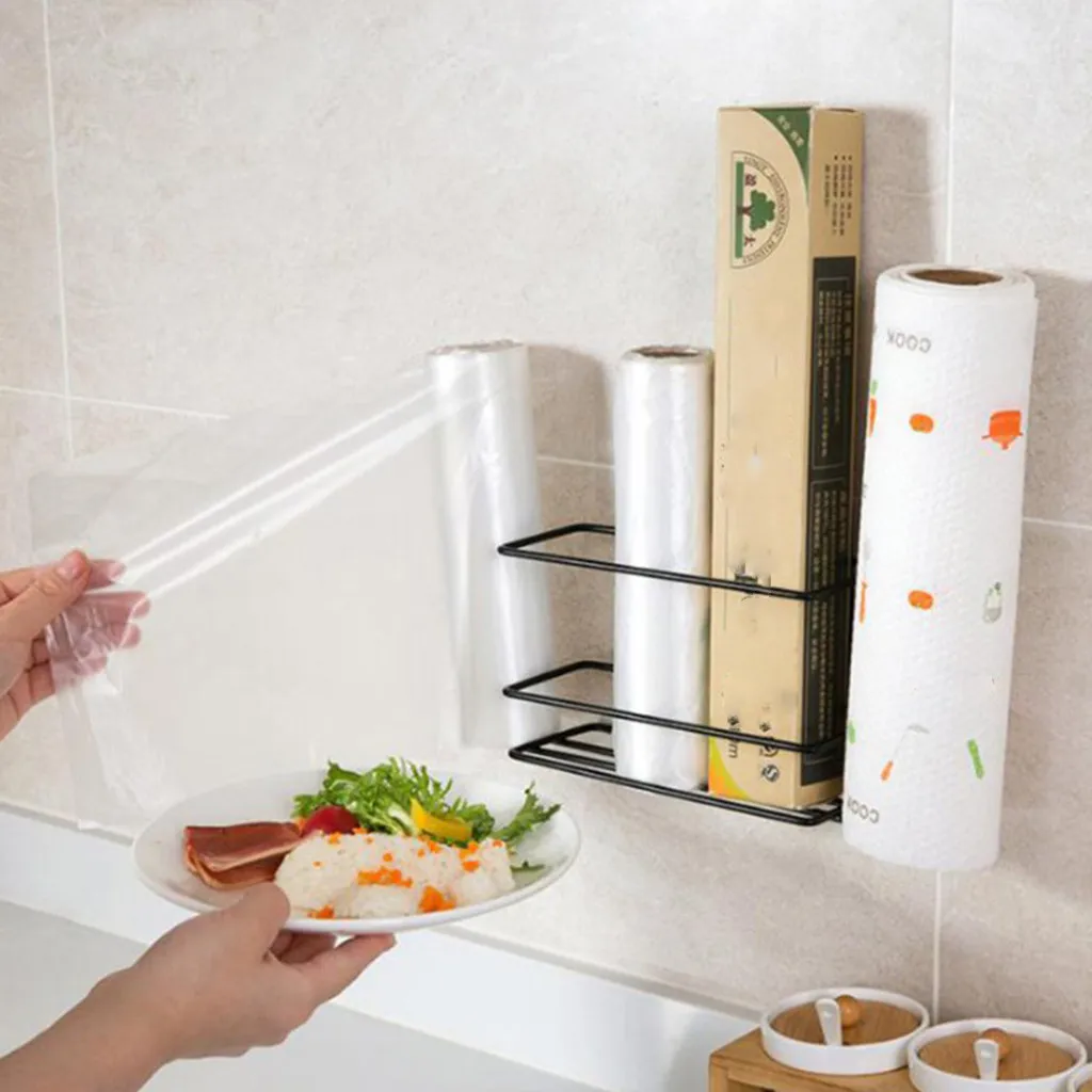 

Kitchen Racks Debris Storage Rack Bathroom Stainless Steel Paper Towel Rack Hanging Roll Holder Kitchen Hanger Organizer