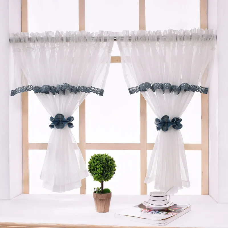 Short Fashion White Lace Sheer Curtain Valance Bedroom Living Room Window Drapes 