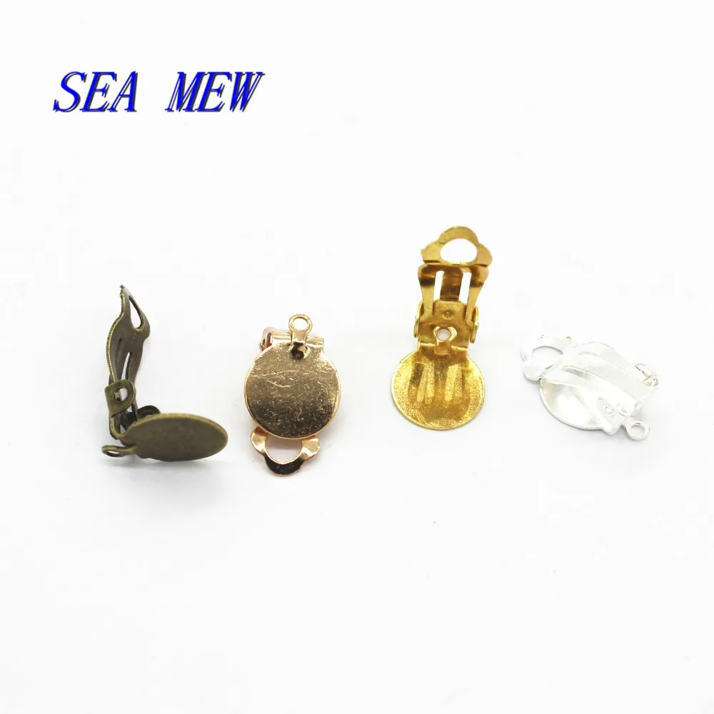 SEA MEW, 100 шт, 10 мм, железные клипсы для ушей для женщин, не пирсинг, серьга в виде клипсы, проволока для ушей, крючки, фурнитура для изготовления ювелирных изделий